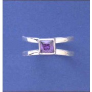 SPC 6x6mm SQ.PURPLE CZ SPLIT SHANK RING=