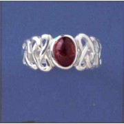 SPC 7x5 GARNET PLAIT SHANK CELTIC RING