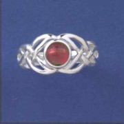 SPC 6mm GARNET CUTOUT BAND CELTIC RING