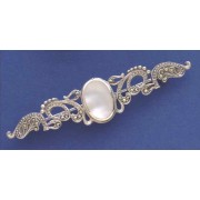 SPC ONYX/MOP/AGATE/MARCASITE BAR BROOCH=