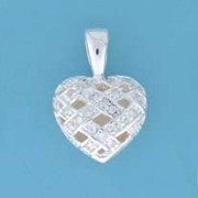 SPC CZ SET PLAIT PATTERN HEART PENDANT =