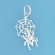 SPC MOVABLE SPIDER ON WEB CHARM        =