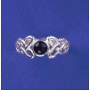 SPC 5mm ROUND ONYX CELTIC DESIGN RING