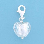 SPC 13mm WHITE MURANO HEART CLIPON PEND=