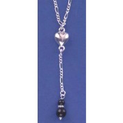 SPC Y CHAIN WITH ONYX BEADS+HEART DROP