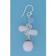 SPC PINK/BLUE REAL STONE DROP EARRINGS =