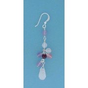 SPC PINK/PURPLE REAL STONE DROP EARRINGS