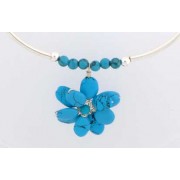 SP TURQ BEAD TUBE NECKLACE/TQ.FLOWER