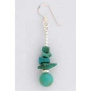 SPC TURQUOISE BEADS/CHIPS DROP EARRINGS=