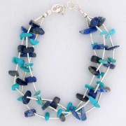 SPC 3 ROW TURQ/LAPIS CHIPS BRACELET