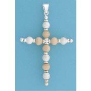 SPC 60x45mm WOOD BEADS/LASER BEAD CROSS