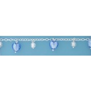 SPC BLUE HEARTS/WHITE BEADS MURANO BRAC=