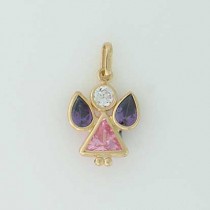 GWT PINK/MAUVE CZ ANGEL PENDANT