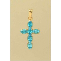 GWT 24x17mm 6 STONE BLUE TOPAZ CROSS