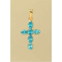 GWT 24x17mm 6 STONE BLUE TOPAZ CROSS