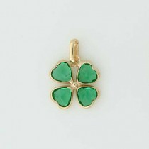 GWT GREEN STONE FOUR LEAF CLOVER PEND.