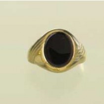 GWT 12X10mm ONYX OVAL LINED RING