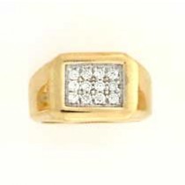GWT 12 STONE CZ RECT.TOP SIGNET RING