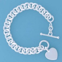 SWT SOLID ROUND RING TIF HEART BRACELET