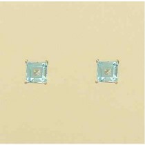 SPC 5mm SQUARE BLUE TOPAZ STUDS