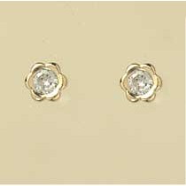 GPC 7mm CZ SET FLOWER STUDS