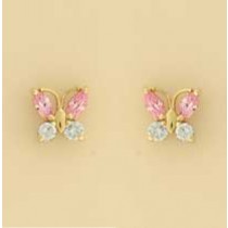 GPC PINK/BLUE CZ BUTTERFLY STUDS