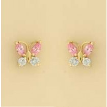 GPC PINK/BLUE CZ BUTTERFLY STUDS