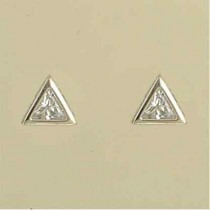 GPC WHITE GOLD CAST TRIANGLE CZ STUDS
