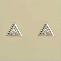 GPC WHITE GOLD CAST TRIANGLE CZ STUDS