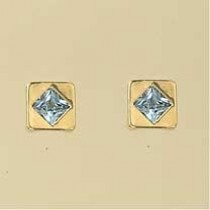 GPC 5mm SQ.BLUE CZ SET 8mm SQ. STUD