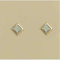 GPC 6mm SQUARE RUB SET BLUE TOPAZ STUDS