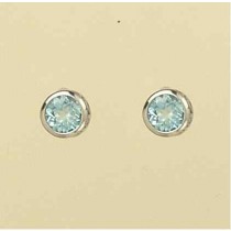 GPC WHITE GOLD 6mm BLUE TOPAZ STUDS