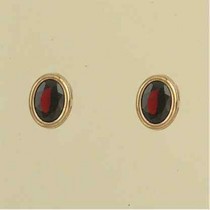 GPC 8x6mm OVAL GARNET STUDS