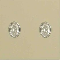 GPC 8x6mm WHITE GOLD CZ OVAL RUBSET STUD