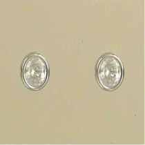 GPC 8x6mm WHITE GOLD CZ OVAL RUBSET STUD