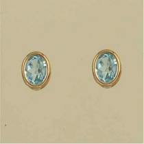 GPC 8x6mm OVAL BLUE TOPAZ STUDS