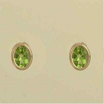 GPC 8x6mm OVAL PERIDOT STUDS