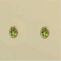GPC 6x4mm OVAL PERIDOT RUB SET STUDS   =