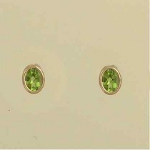 GPC 6x4mm OVAL PERIDOT RUB SET STUDS   =