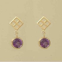 GPC CELTIC SQ.STUD/6mm AMETHYST DROP