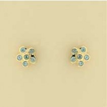 GPC 6 STONE BLUE TOPAZ SET FLOWER STUD