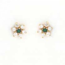 GPC CZ/GREEN AGATE CLUSTER STUDS       =