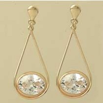 GPC OVAL CZ TEARDROP DROP EARRINGS