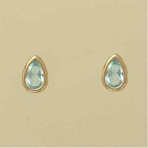 GPC TEARDROP BLUE TOPAZ RUBSET STUDS   =