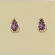 GPC TEARDROP AMETHYST RUBSET STUDS