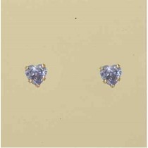 GPC 5mm HEART TANZANITE BLUE CZ STUDS