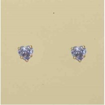 GPC 5mm HEART TANZANITE BLUE CZ STUDS