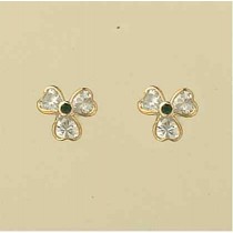 GPC ASST COL CZ 3 LEAF CLOVER STUDS