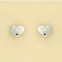 GPC WHITE TWO-TONE CZ SET HEART STUDS  =