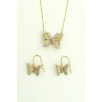 GPC BUTTERFLY EARRING/PEND.ON CHAIN SET=